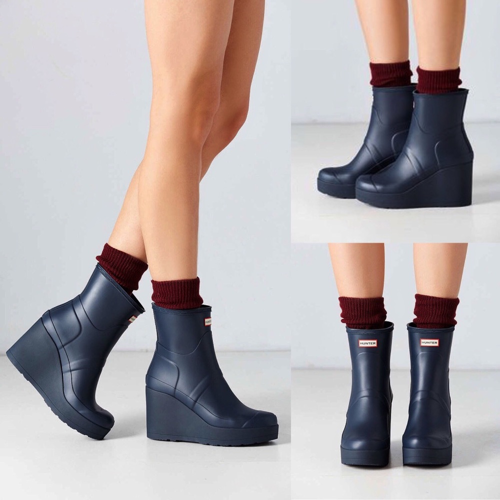 HUNTER Original Matte Black Mid Wedge Rain Boots